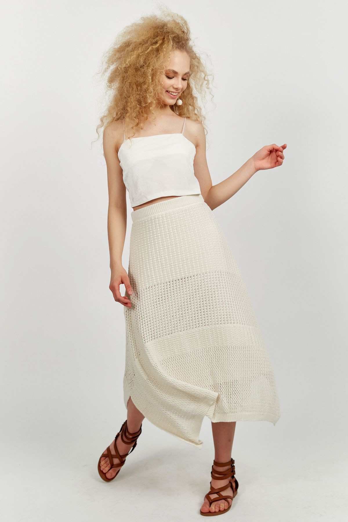 Hopoi-Women's Lace Lined Midi Skirt 2