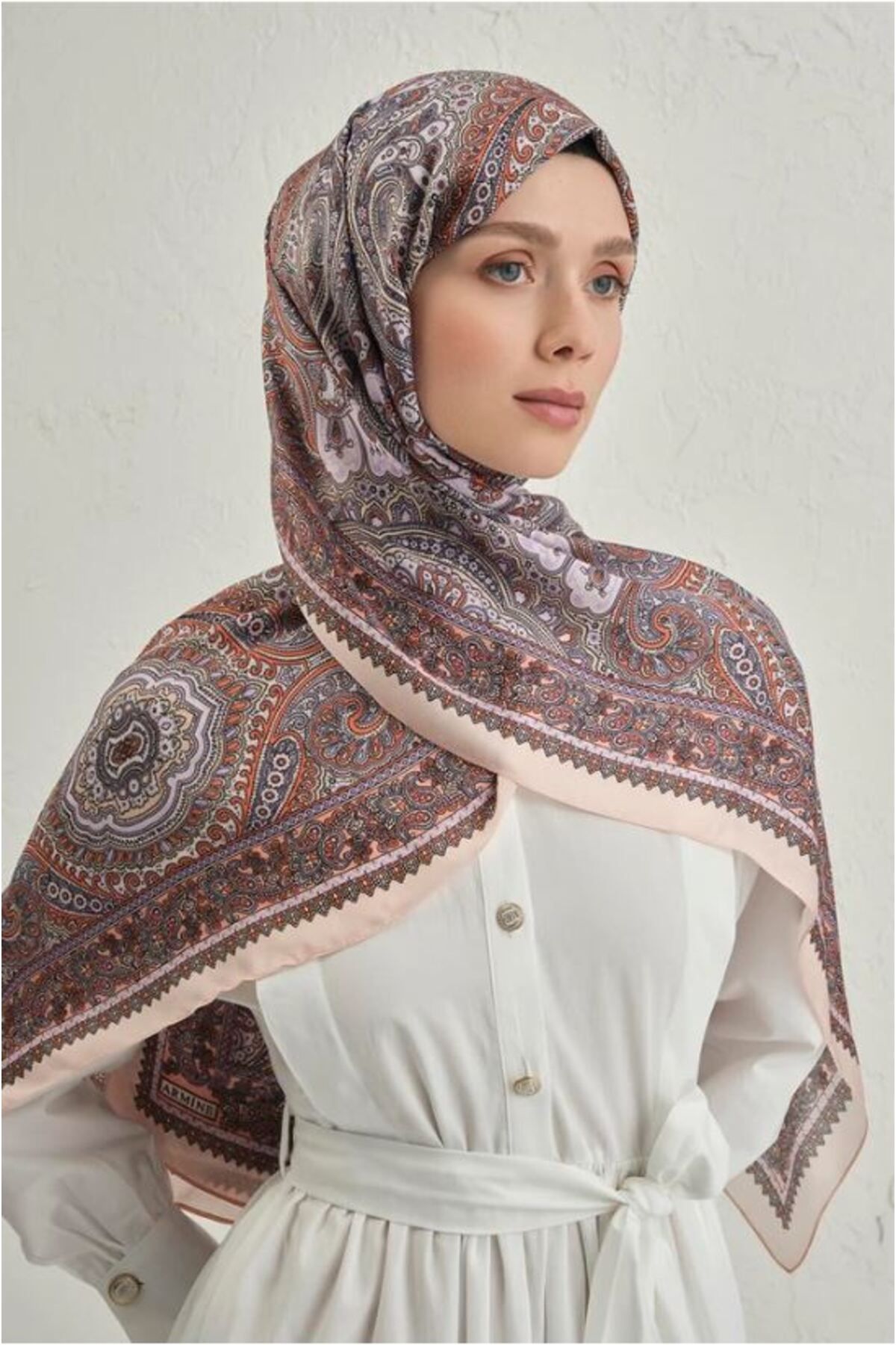 Armine Pudra Pure Etnik Desen Şal-3 12