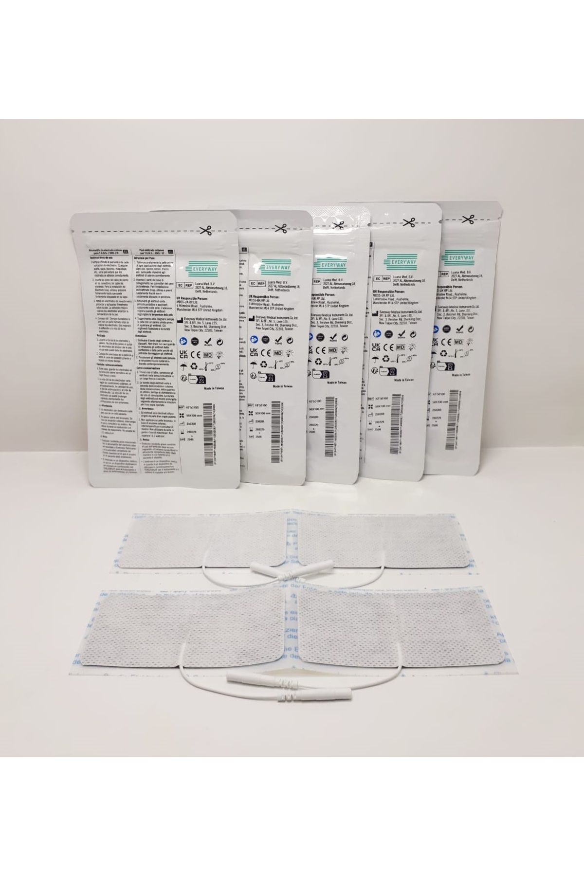 Everyway Tens Elektrod Pedi 5x10 cm Kablolu 4lü Paket 5 Adet