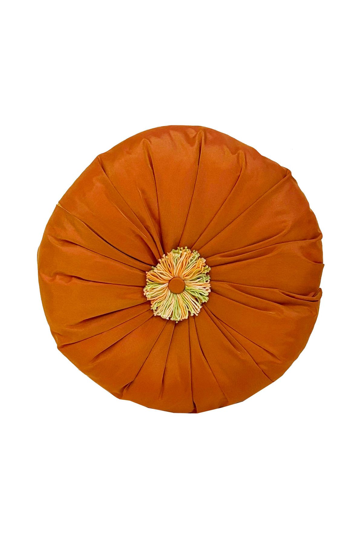 YASTIKMİNDER TAFTA TURUNCU ÇAP 42 cm YÜKSEKLİK 10 cm YUVARLAK KIRLENT YASTIK