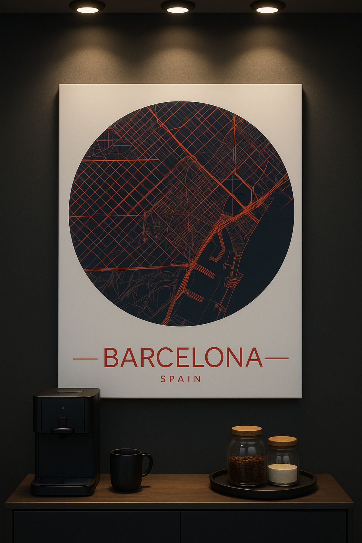 BGV HOME Barcelona Harita Tasarımlı Modern Kanvas Tablo