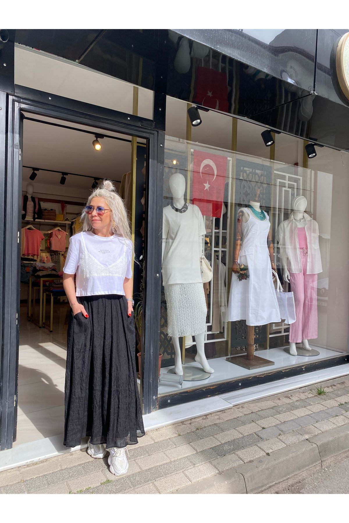özlem adaşoğlu boutique FİSTO DETAY CROP TSHIRT