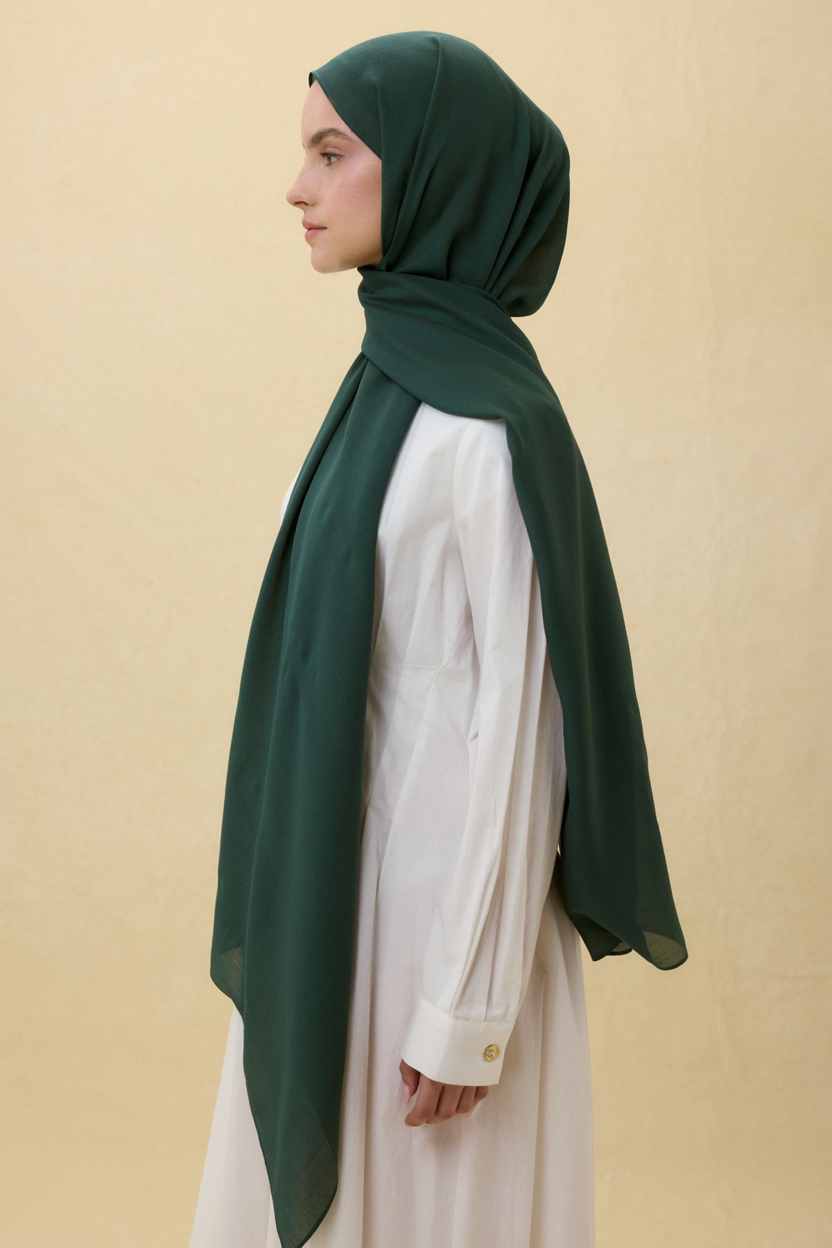 FENZA SCARF PARİS İPEĞİ ZÜMRÜT YEŞİL RENK PAMUKLU ŞAL
