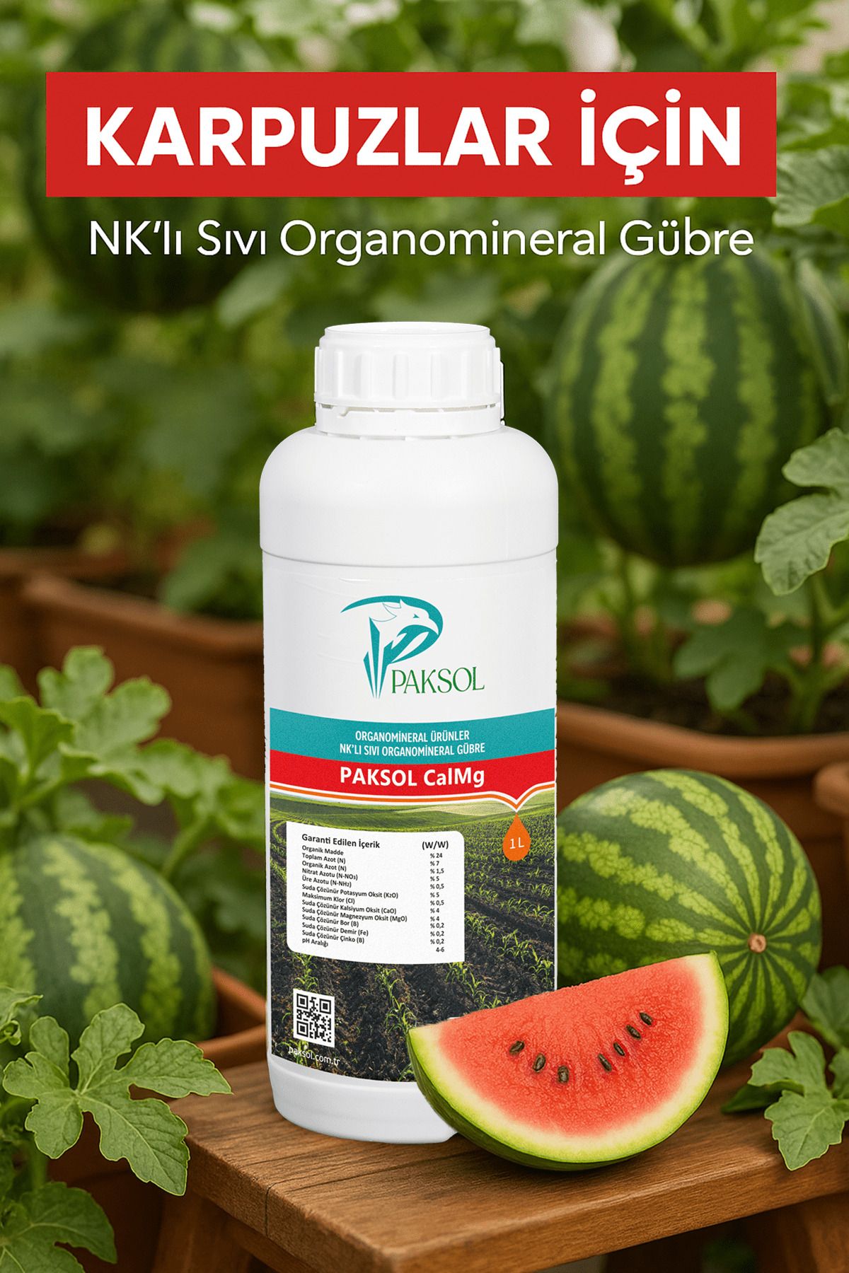 Paksol Kalsiyum Nitratlı Karpuz İçin Organik Sıvı Gübre 1 Litre