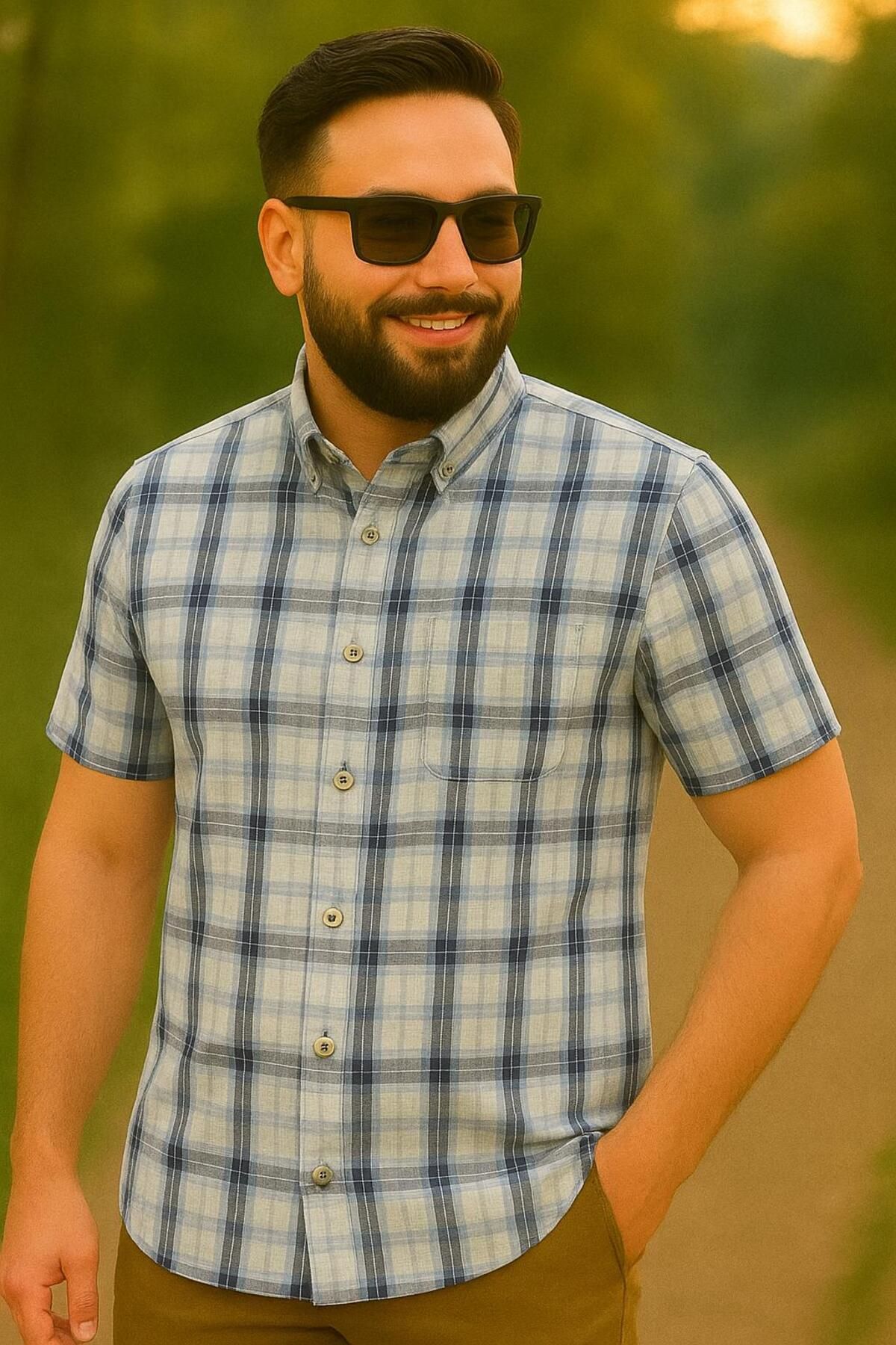 Kevser BAY GİYİM EKOSE CEPLİ BABA GÖMLEK