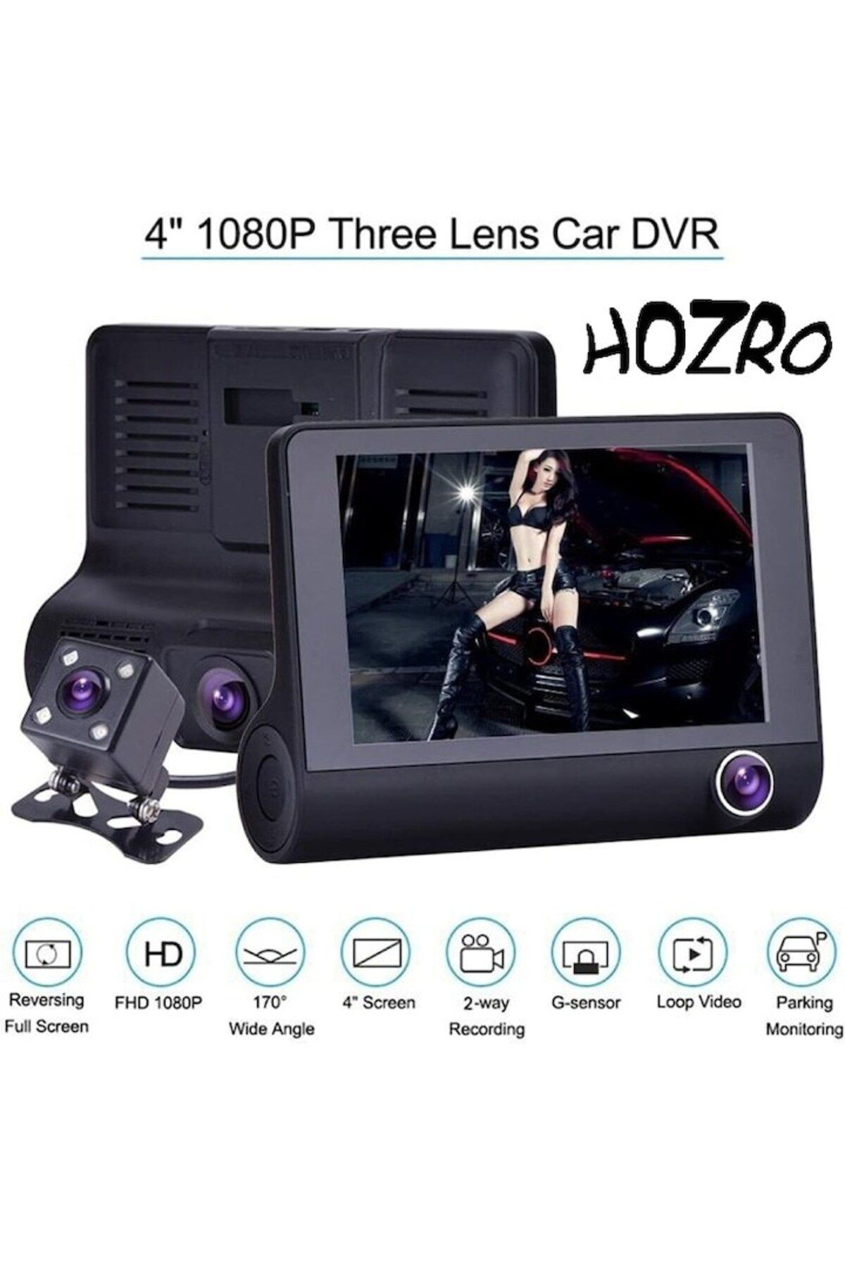 HOZRO-HOZRO Car Camera, Tri-Zone Front – Complete Monitoring for Your Vehicle Safety 3