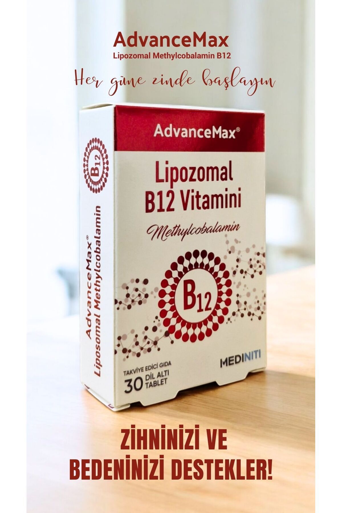 AdvanceMax Lipozomal B12 Metilkobalamin Dilaltı Tablet