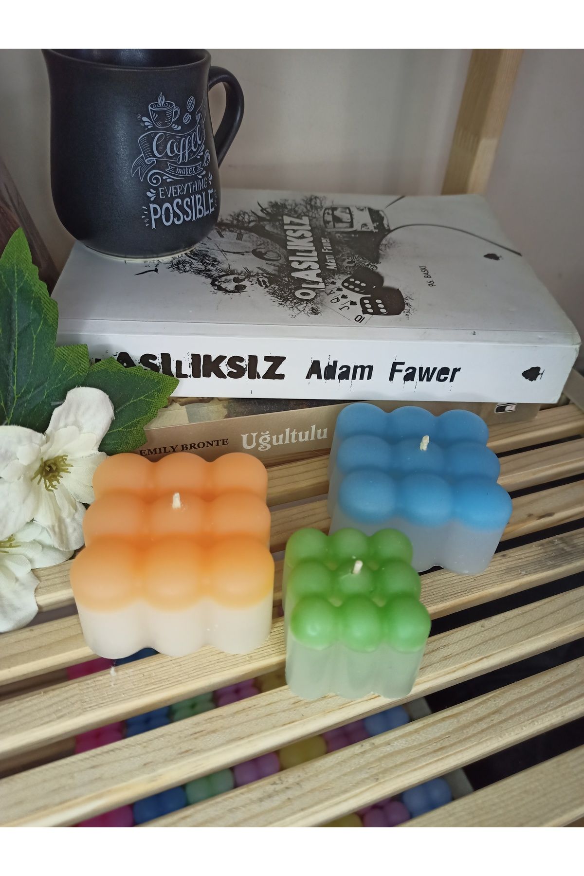 ZEYNSTUFFS HEDİYE EŞYA multi bubble üçlü set soft pastel renkli mum