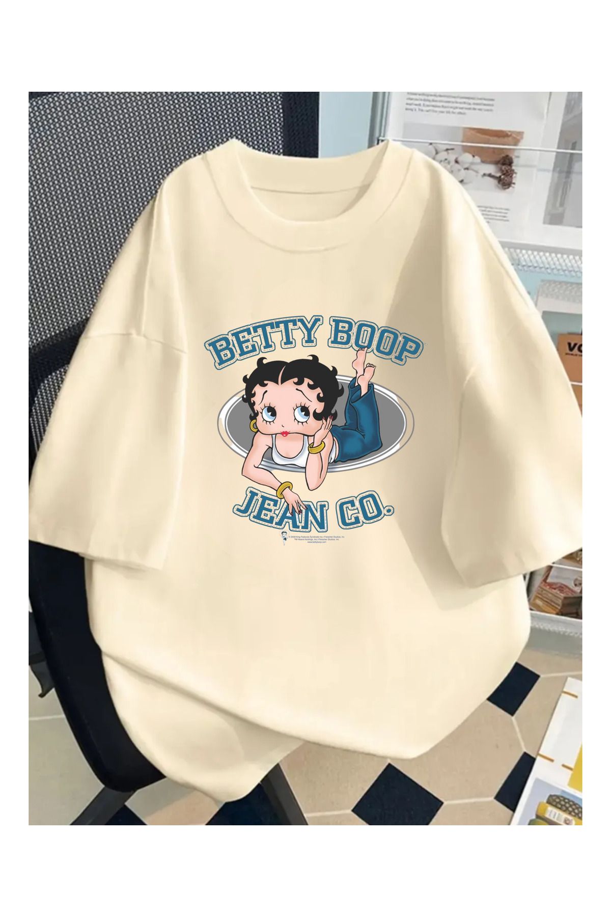 Touz Moda Betty Boop Baskılı Unisex Oversize T-shirt