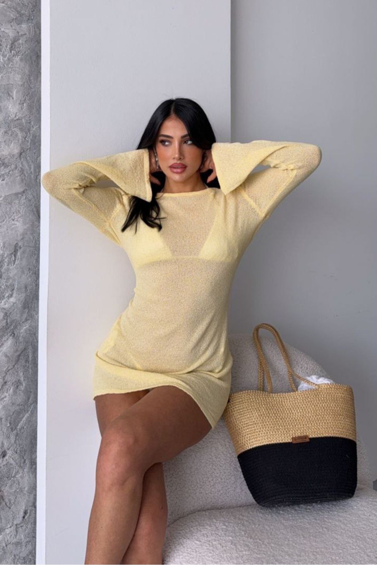 Noi Belis Mini Boy İspanyol Kol Kayık Yaka İnce Yazlık Elbise SS25EL0033