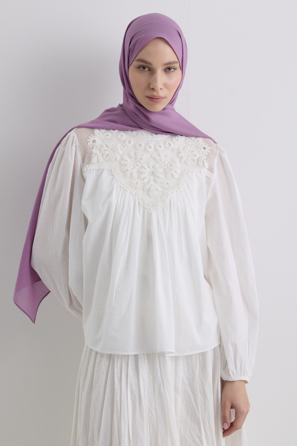 FENZA SCARF PARİS İPEĞİ ORKİDE MOR RENK PAMUKLU ŞAL