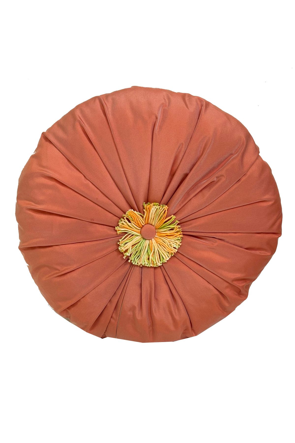 YASTIKMİNDER Tafta Pembe Çap 42 Cm Yükseklik 10 Cm Yuvarlak Kırlent Yastık