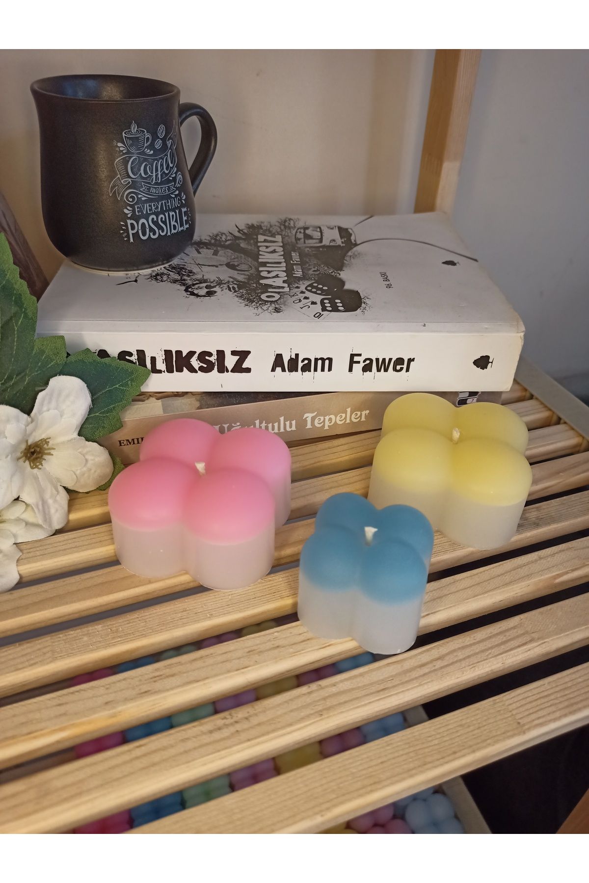 ZEYNSTUFFS HEDİYE EŞYA dörtlü bubble üçlü set soft pastel renkli mum