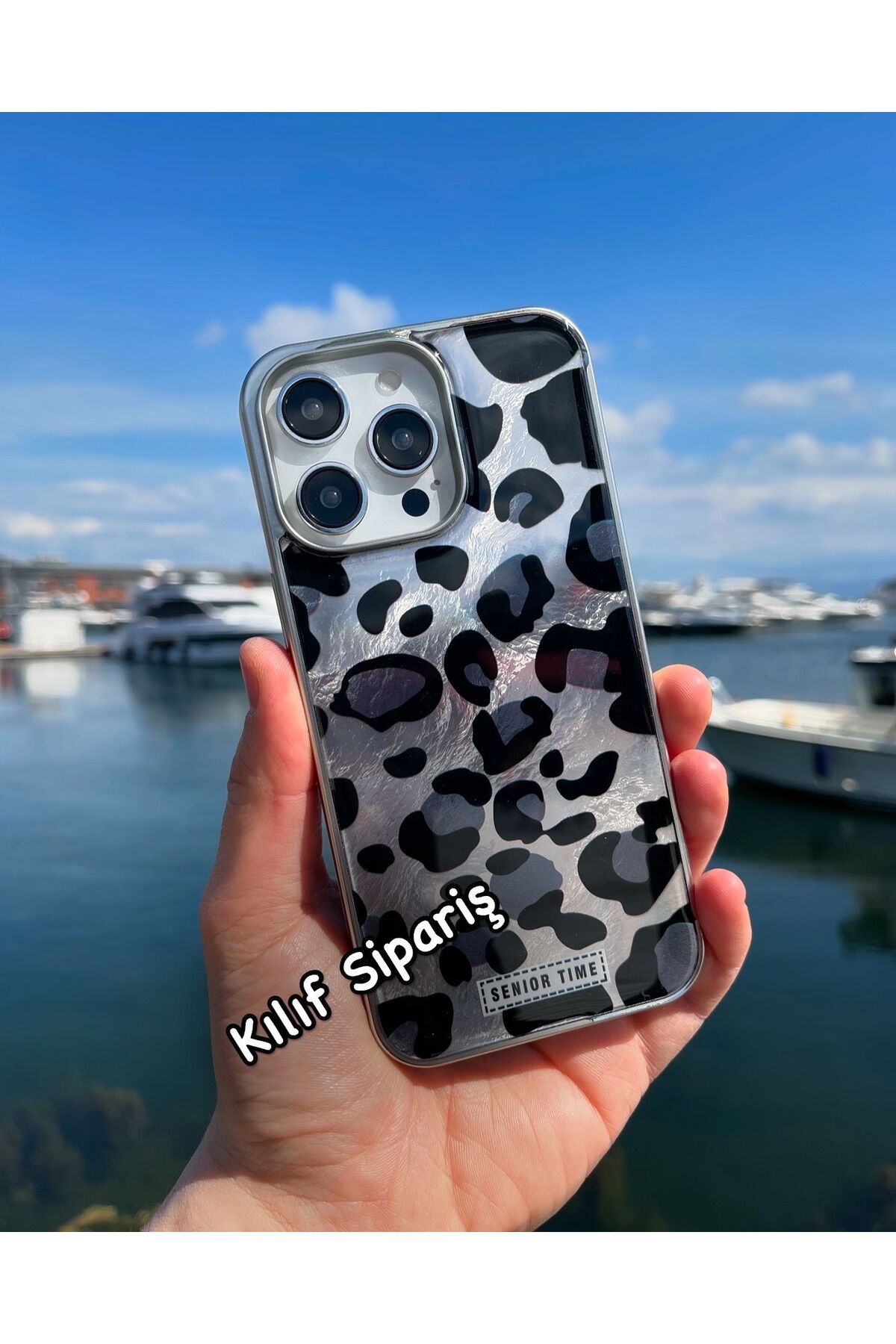 Kılıfsiparis iPhone 16 Pro Max Uyumlu Parlak Leopar Desenli Telefon Kılıfı