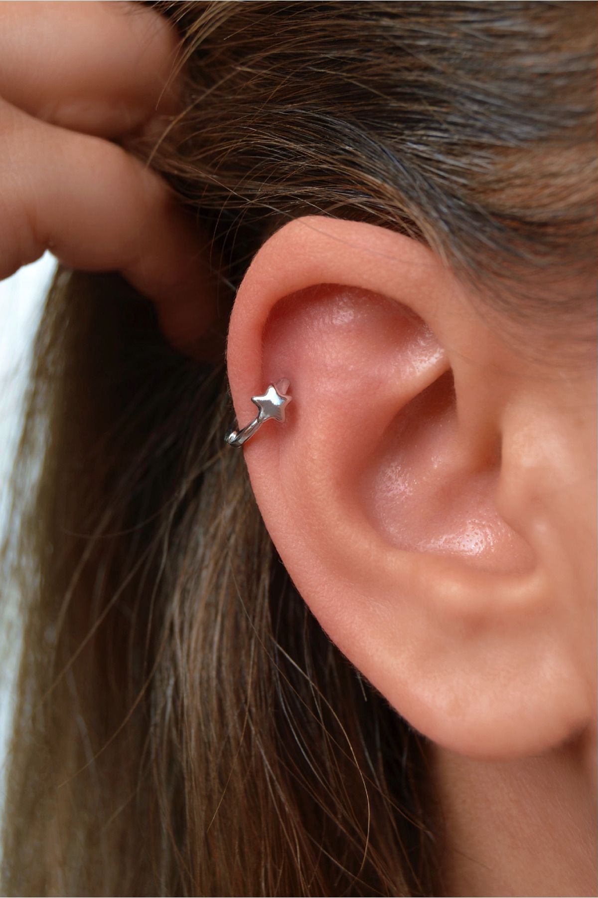 Sacce Scarves&Accessories Minimal Yıldız Figürlü Halka Piercing | Gümüş Renk
