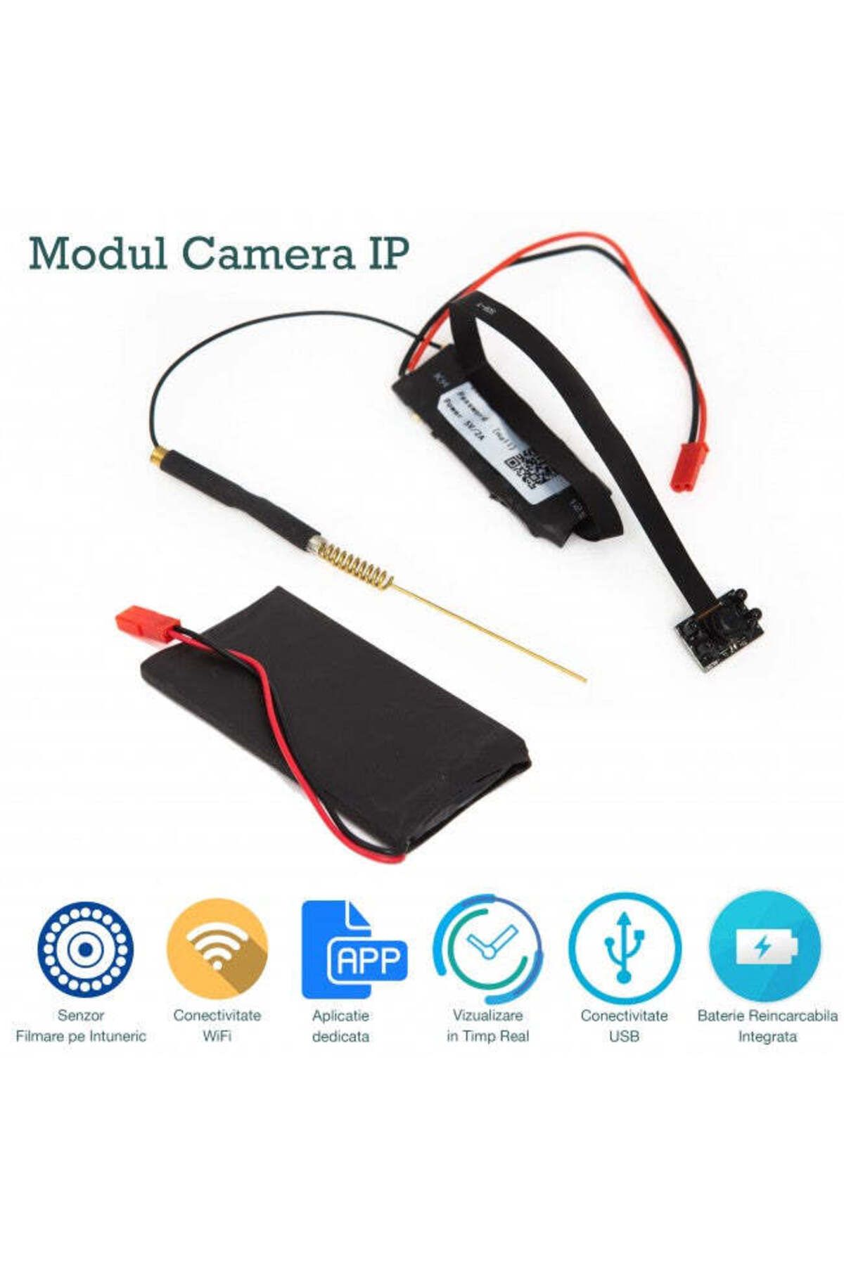 Minitechnics-Mini IP Camera with Night Vision - 640x480 Resolution, 6 Hours Recording, 10 Days Standby, 32GB Memory, 1