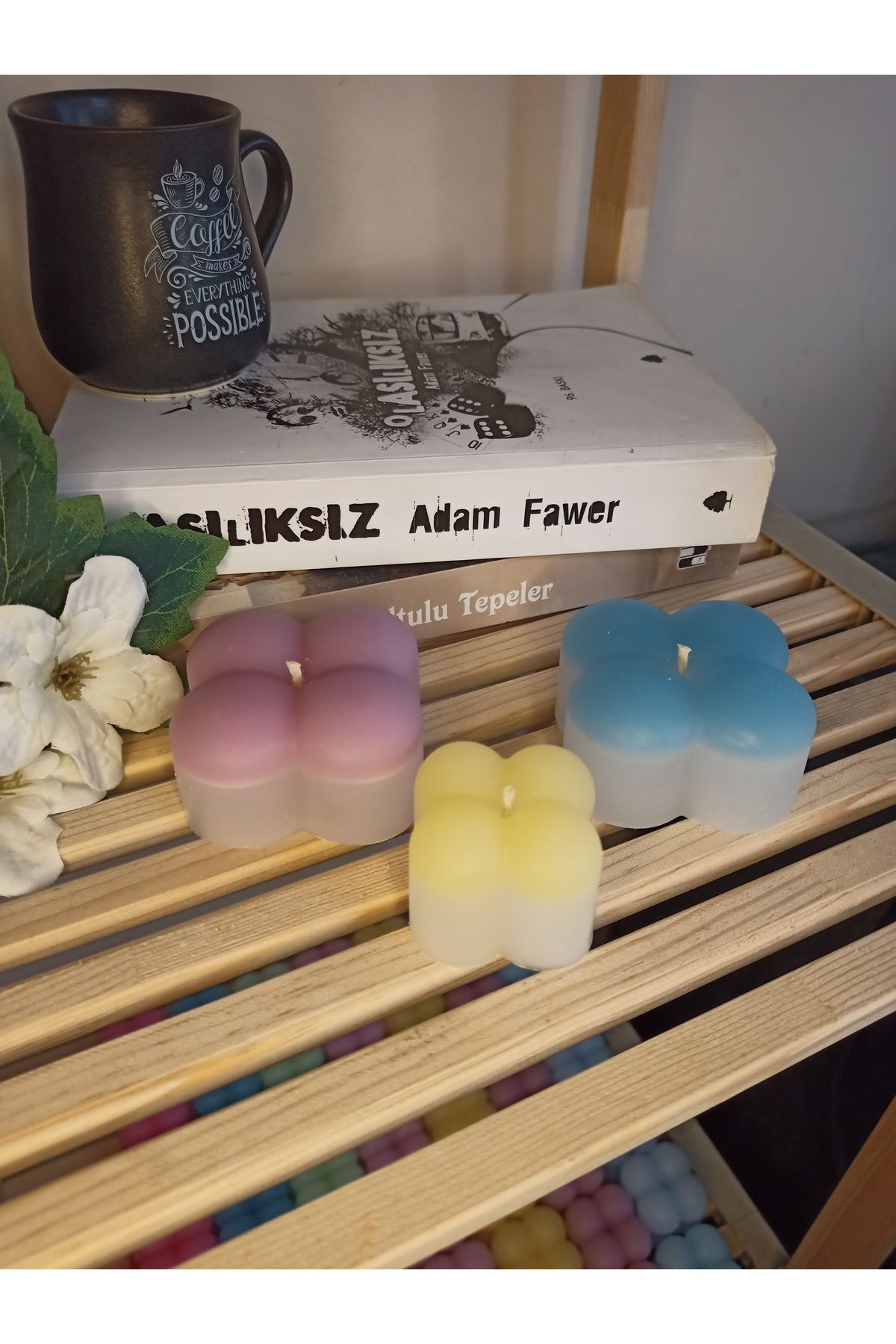 ZEYNSTUFFS HEDİYE EŞYA dörtlü bubble üçlü set soft pastel renkli mum