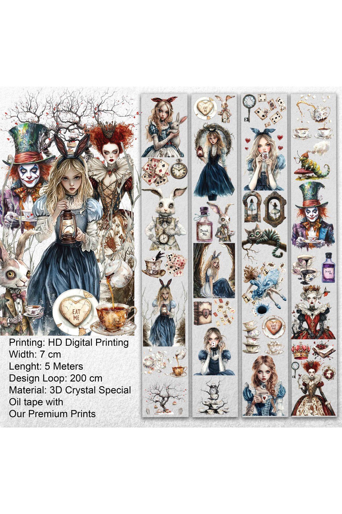 Onwize Scrapbook Who is There?-3D Crystal Special Oil tape- Etiket-Pet Tape - Sticker - Seffaf Etiket