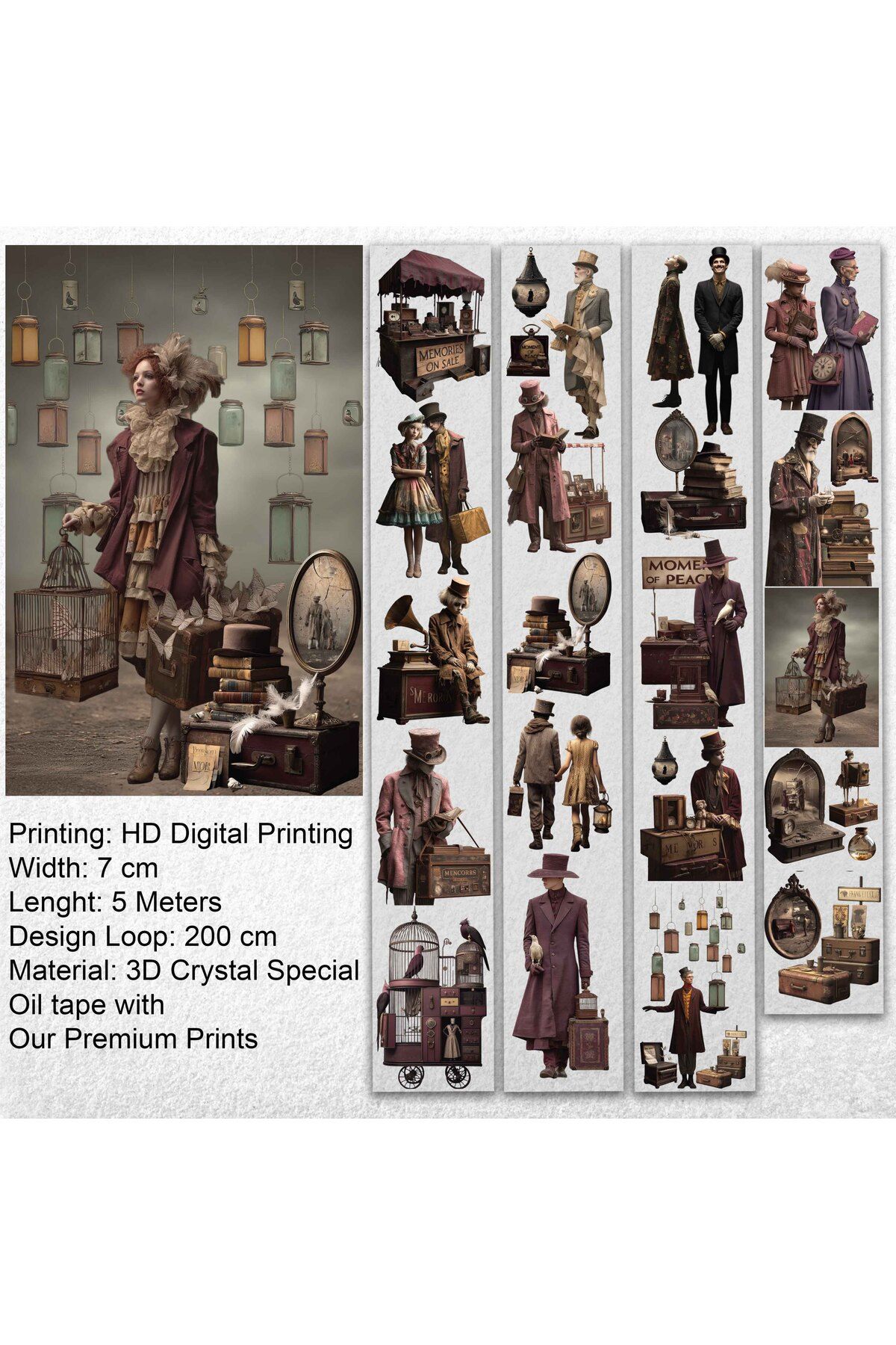 Onwize Scrapbook Memories on Sell-3D Crystal Special Oil tape- Etiket-Pet Tape - Sticker - Seffaf Etiket