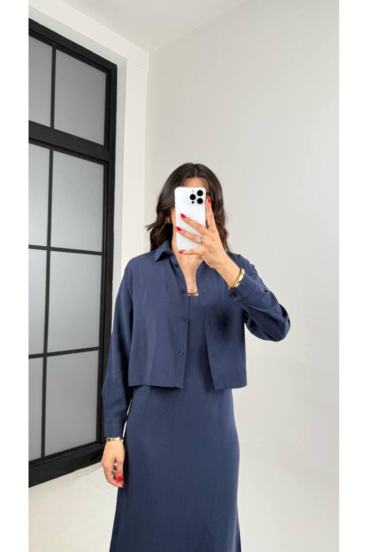 manana fashion MODAL KUMAŞ TREND GÖMLEK ELBİSE
