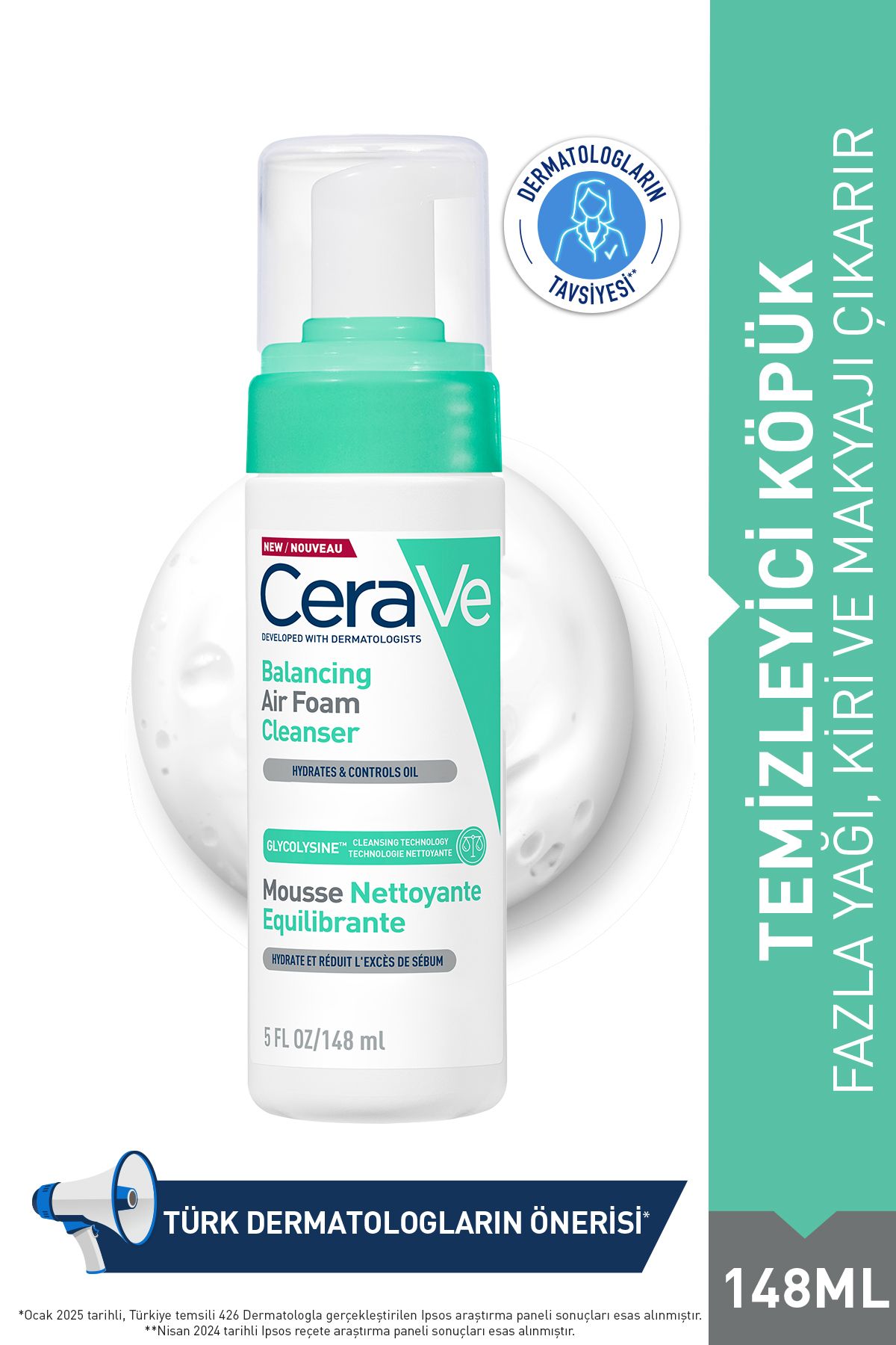 CeraVe Normal, Karma Ve Hassas Ciltler Için Köpük Temizleyici 148ml