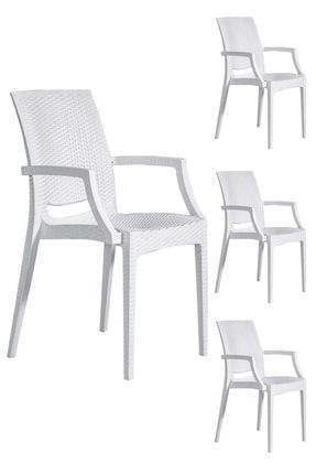 4 Adet Rattan Lüx Beyaz Sandalye / Balkon-bahçe-teras SNDL-010108-269