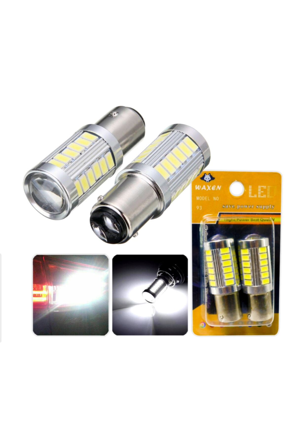 Waxen Stop Sinyal Geri Vites Ampulü Mercekli 33 Led P21w 1157 Ba15d 6500k Beyaz Güçlü Işık