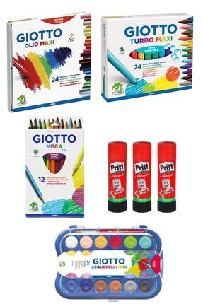 Giotto Olio Pastel Turbo Maxi Keçeli Suluboya Stick Yapıştırıcı Megatri Kuruboya Okul Kırtasiye Seti Glance-GiottoOkulSeti1-Hobima