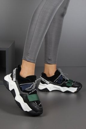 Kadın Siyah Multi Kalın Taban Günlük Sneaker Spor Ayakkabı 14529