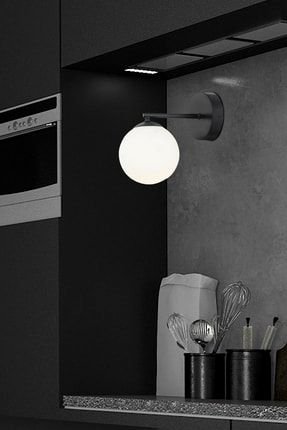 Elvin Siyah Duvar Lambası Yatak Odası-Yatak Başı-Banyo İçin Modern Retro Aplik 3525-01-BL