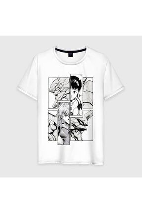 Anime Evangelion Beyaz Unisex Tshirt Model 201 06107