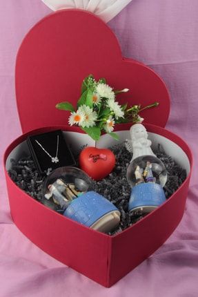 Kalp Kutu Dolusu Kar Küreleri Kolye Kalp Işık Melek Biblo Papatya Çiçek Sevgili Hediyeler MC-1172