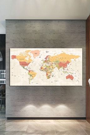 Dünya Haritası World Map Dekoratif Kanvas Tablo T12N14