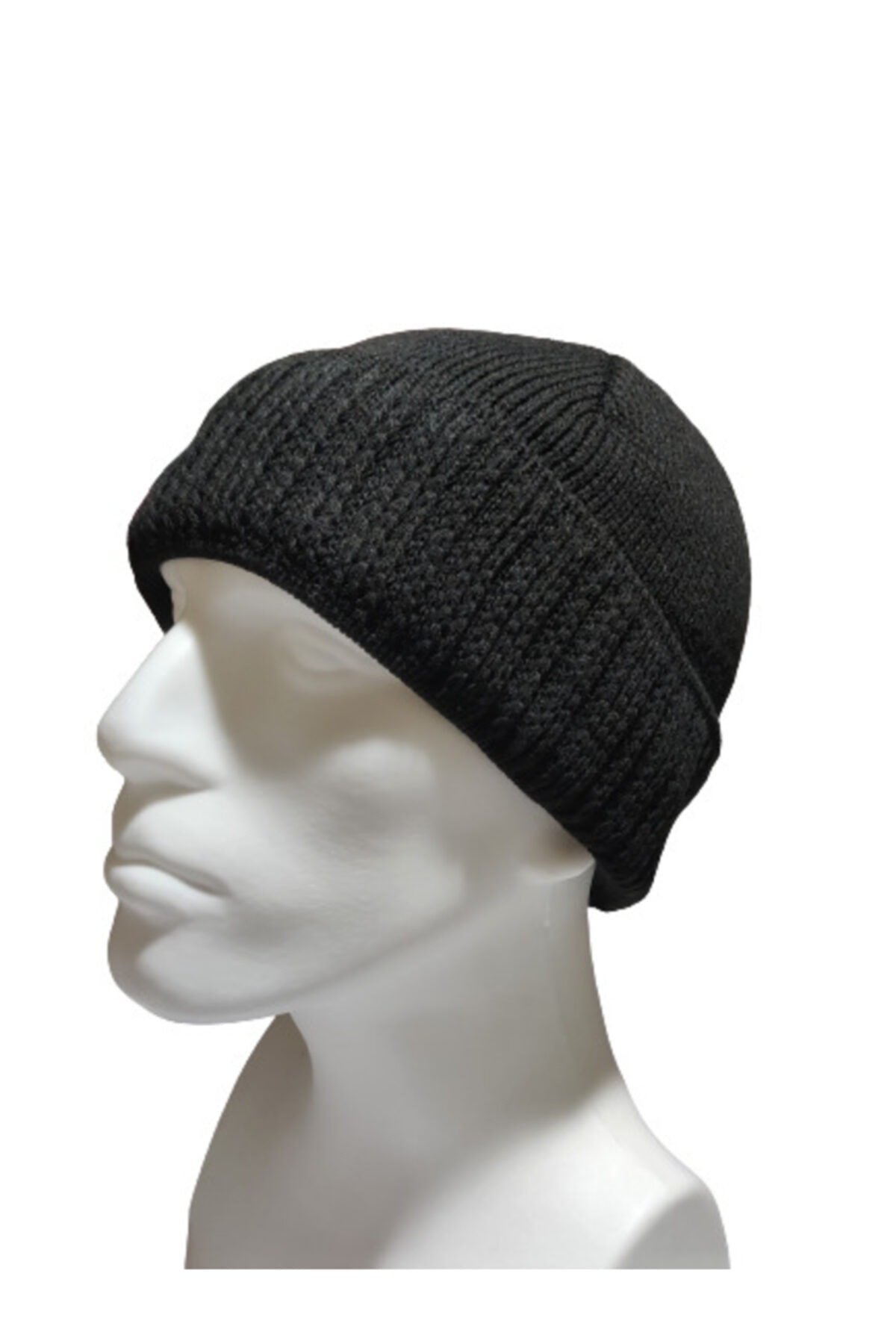 Siyah Kışlık Katlamalı Kalın Yünlü Triko Örgü Basic Sibirya Bere Thick Siberian Beret