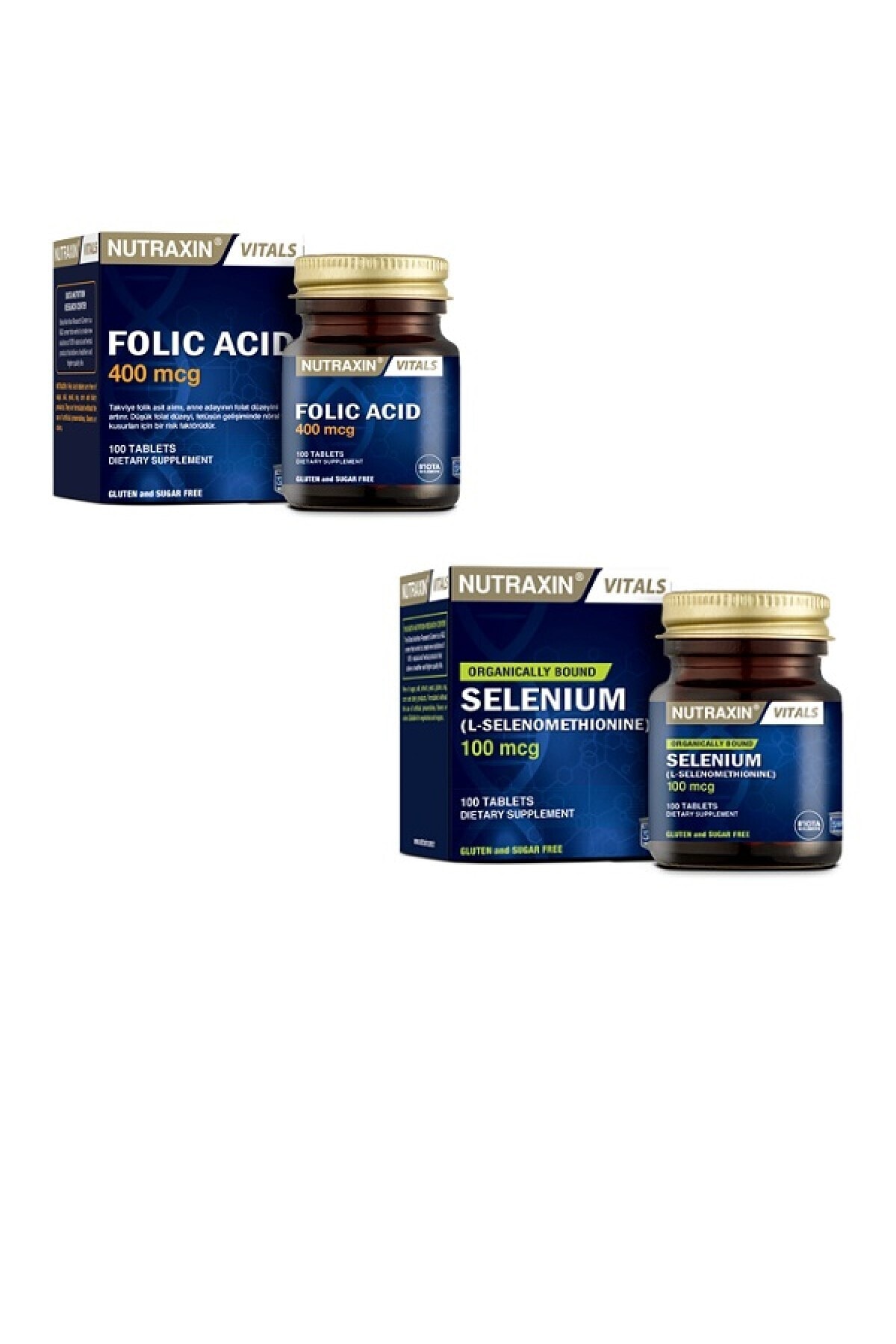 سلنیوم 400 میکروگرم فولیک اسید به شکل سلنومتیونین 100 میکروگرم Nutraxin اورجینال - تصویر 1