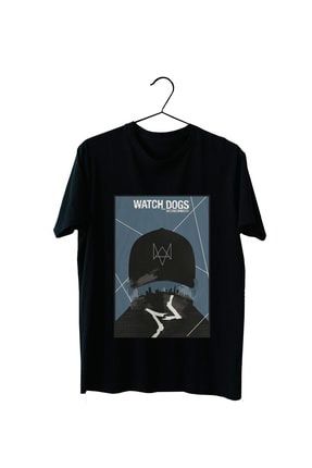 Watch Dogs %100 Pamuk Siyah Tişört vectorwear2022ys150