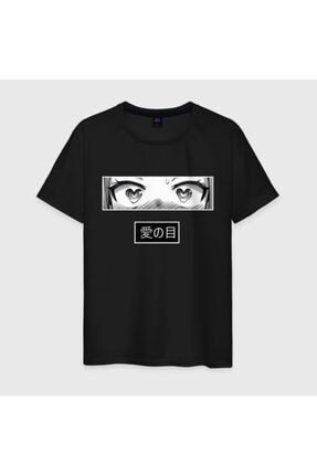 Anime Güzel Gözler Siyah Unisex Tshirt Model 214 06120
