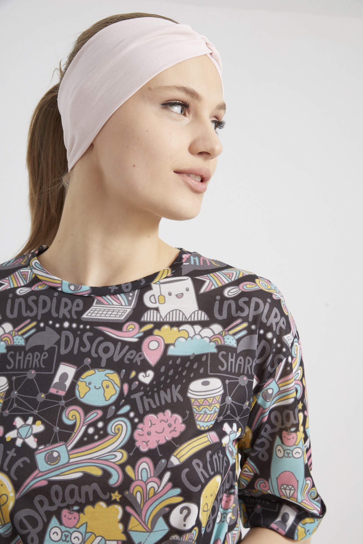 Şeker Pudra, Butik Tasarım Kadın Bandana Saç Bandı, Ekstra Yumuşak, Esnek, Doğal, Pamuklu Penye 9