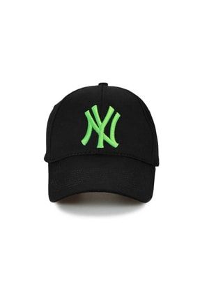 Ny New York Unisex Siyah Şapka Özel Forforlu Yeşil Nakış NXSAPKA