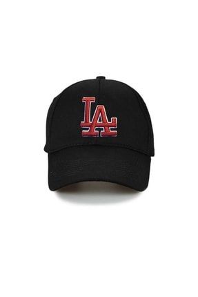 La Los Angeles Unisex Siyah Şapka Özel Kırmızı Nakış NXSAPKA