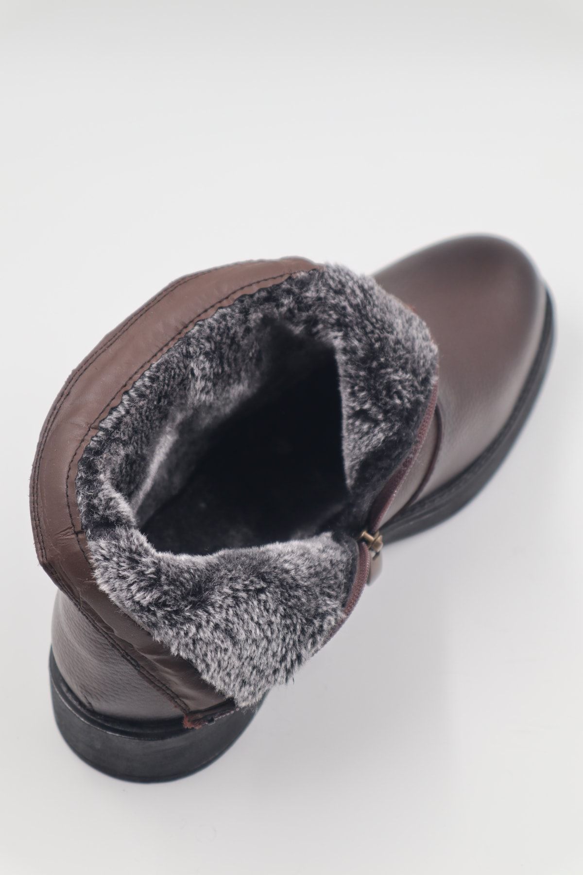 nazenintasar mlar Men s Genuine Leather Furry Brown Casual Boots