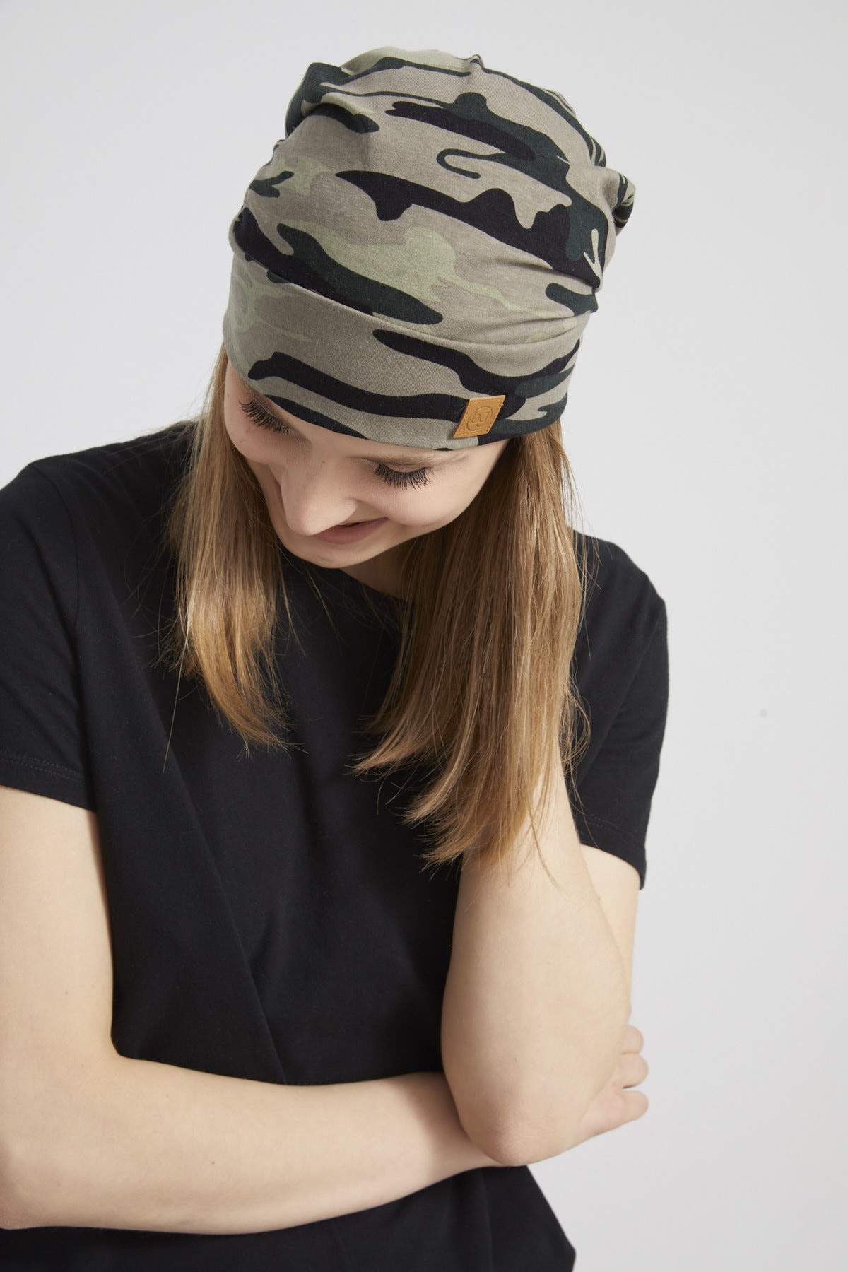 Butikgiz  Kadın Haki, Kamuflaj Desenli, Ip Detaylı 4 Mevsim Şapka Bere Buff Ultra Yumuşak Doğal Penye - Görsel 5