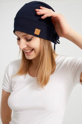 Kadın Lacivert, Ip Detaylı Özel Tasarım 4 Mevsim Şapka Bere Buff -ultra Yumuşak Doğal Penye BG66028