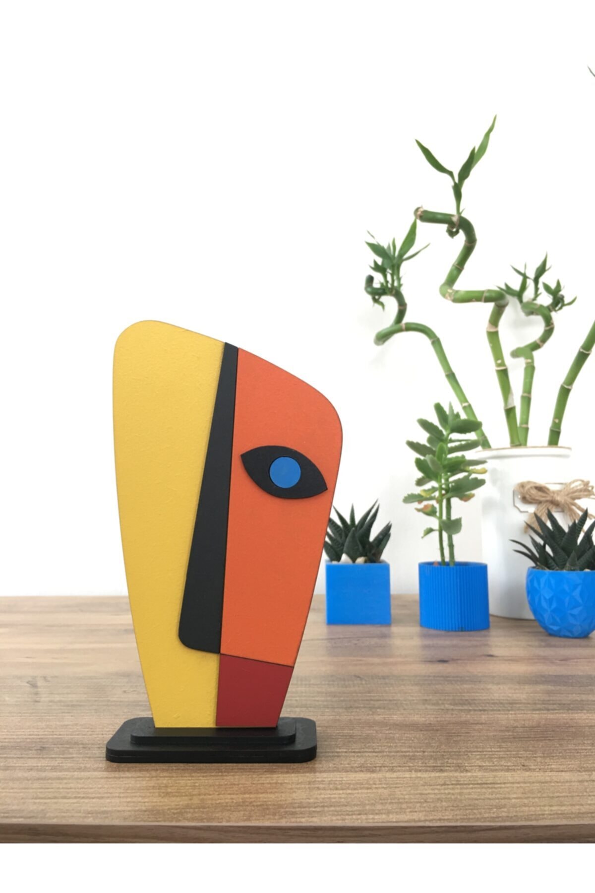 Ahşap Maske Biblo (sarı/turuncu)