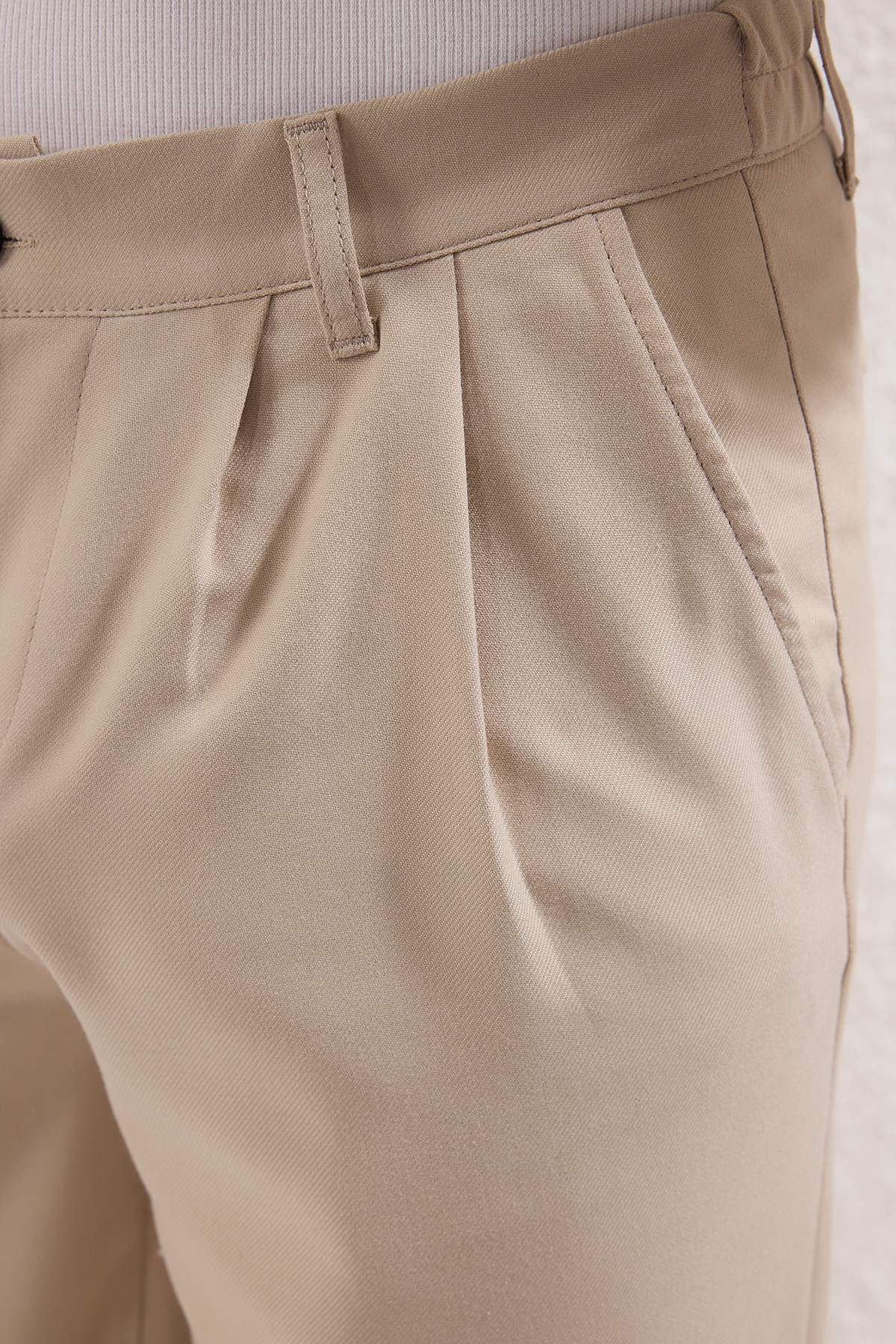 Trendyol Collection-Stone Pleated Classic Baggy Fit Fabric Pants Tmnss24Pl00024 4
