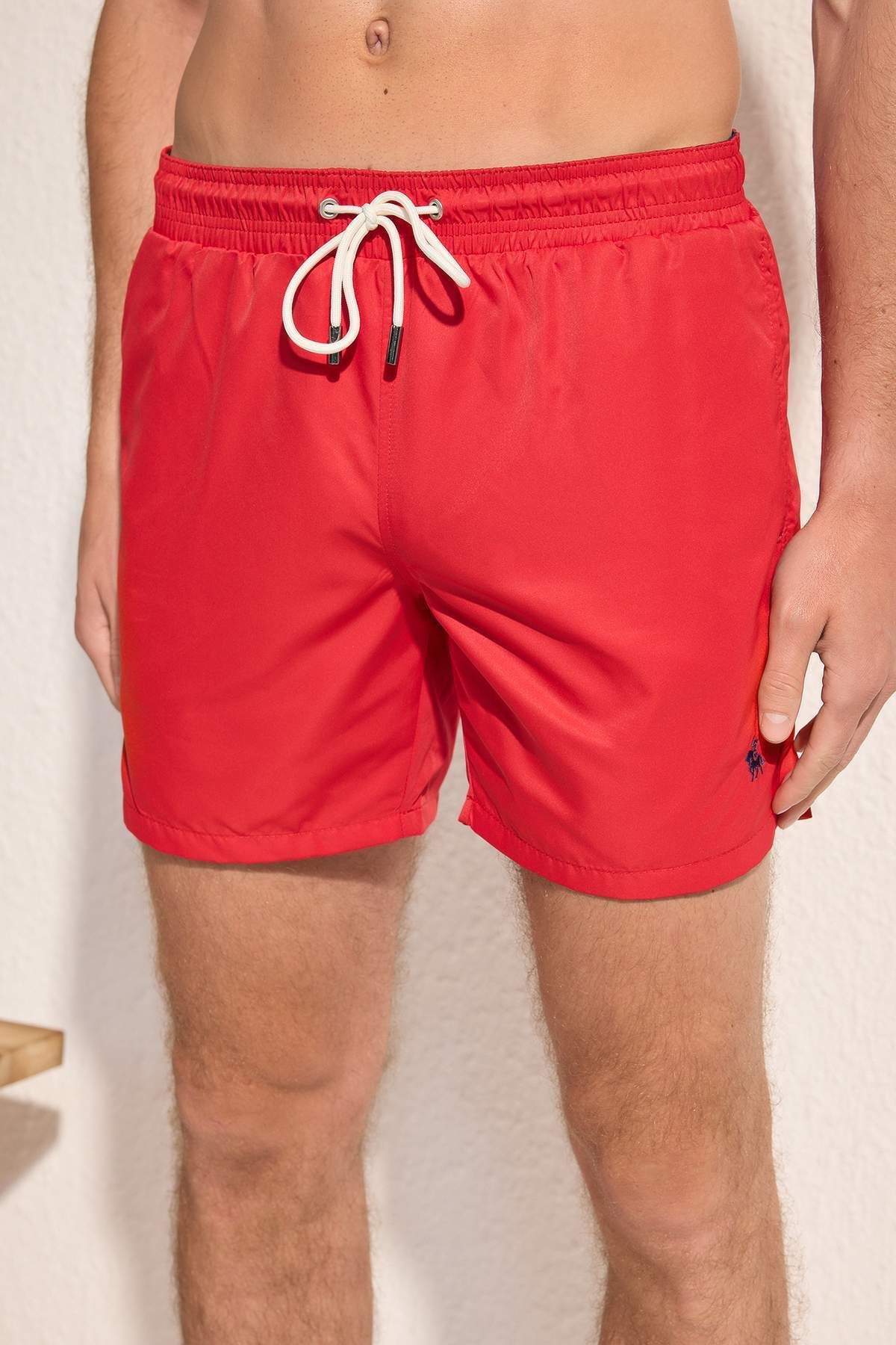 Trendyol Collection-Piros szabványos szabású fürdőruha hímzéssel, úszónadrág TMNSS25DS00010 3