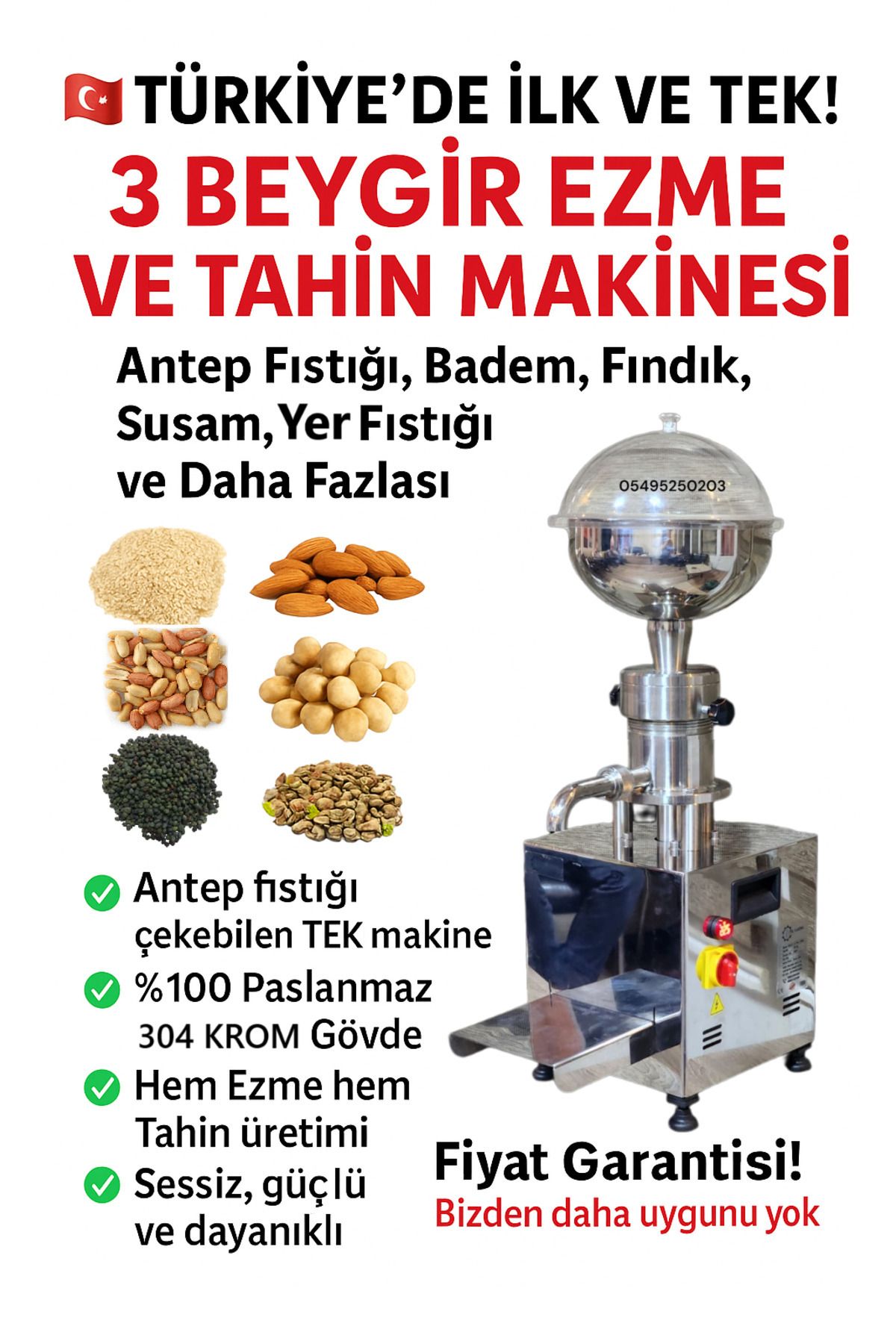 adana stil makina Tahin makinesi , dükkan tipi 2.2kw 3 beygir Türkiye'de TEK!