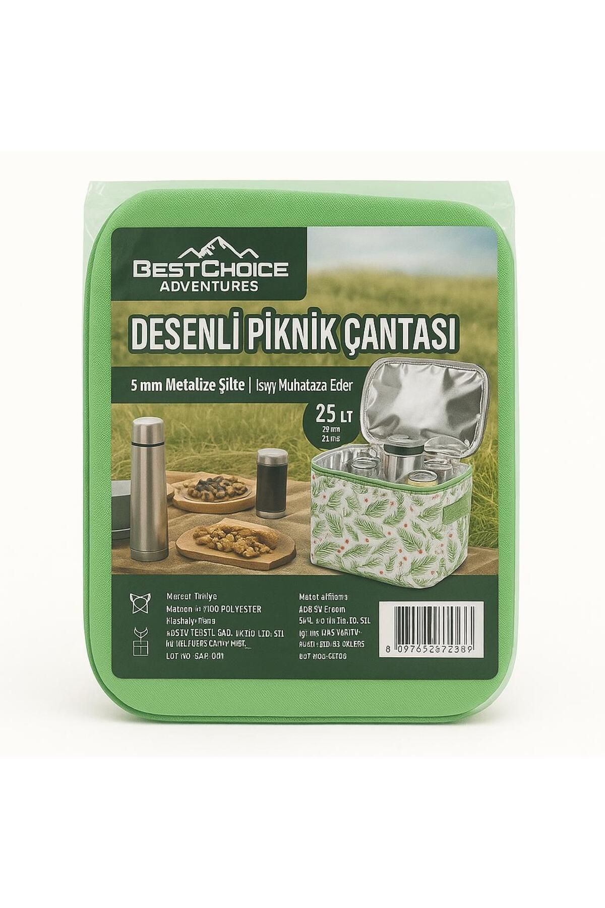 ela777 25 Litre Yeşil Piknik/kamp Çantası Sepeti. Termal Termos Çanta (SICAK-SOĞUK KORUMA SAĞLAR)