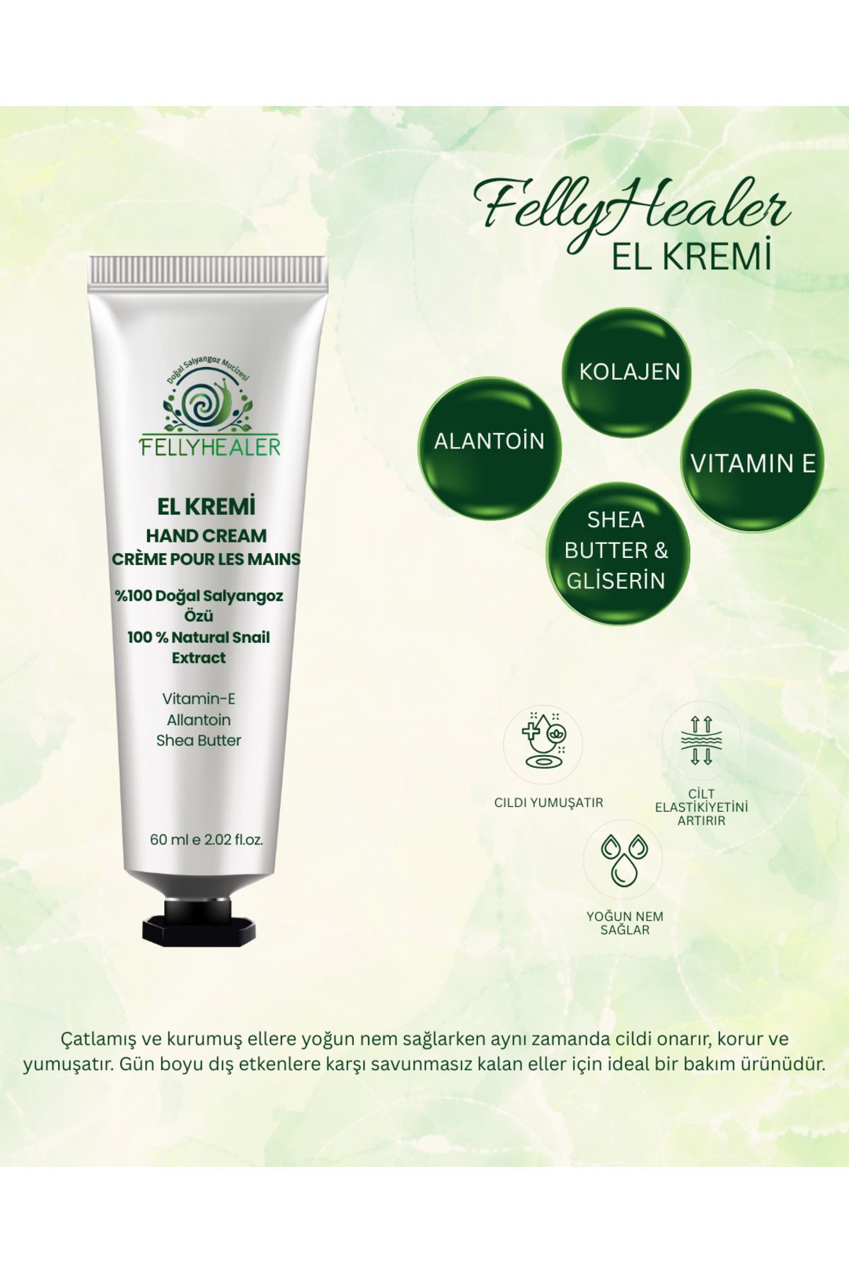 Fellyhealer Salyangoz Özlü El Kremi