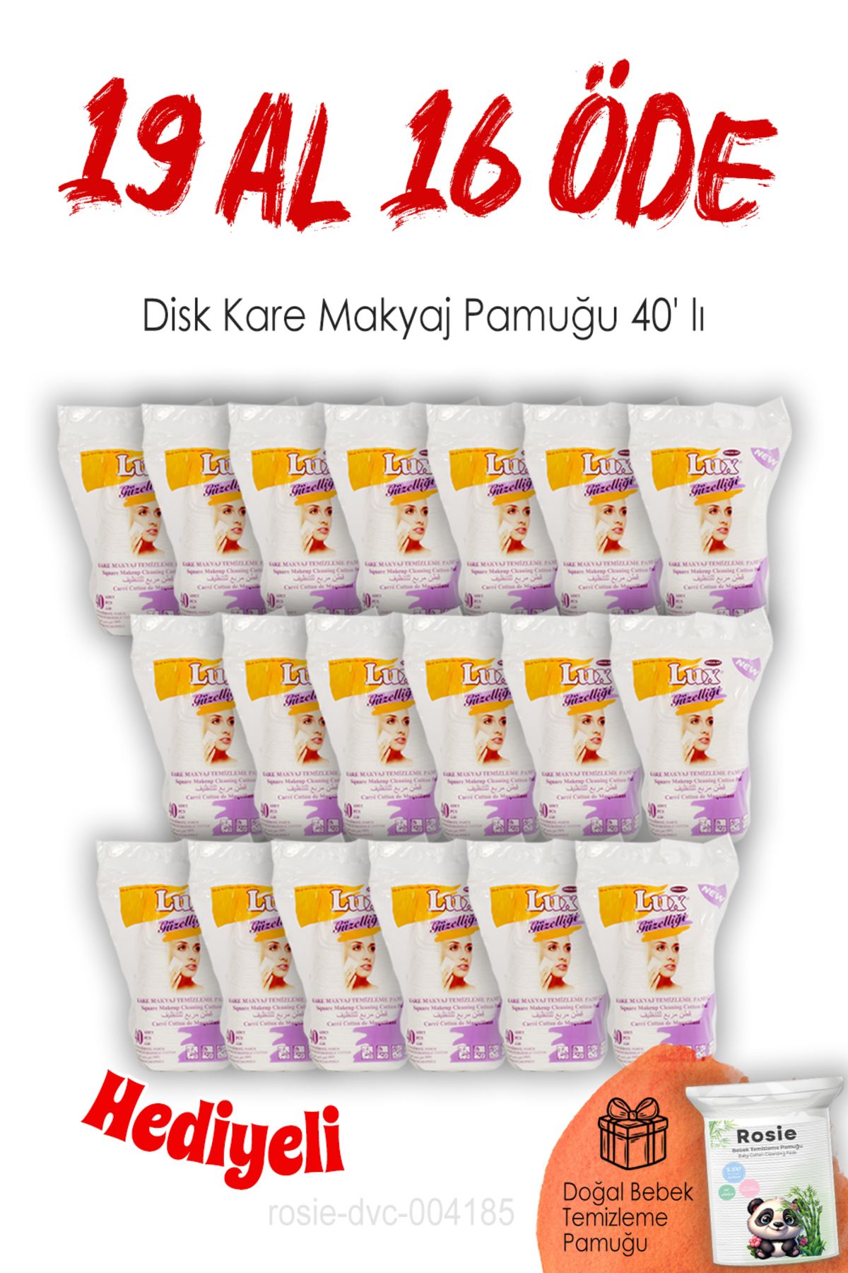 LUX 19 AL 16 ÖDE 40'lı Lux Disk Kare Makyaj Pamuğu ve ROSIE